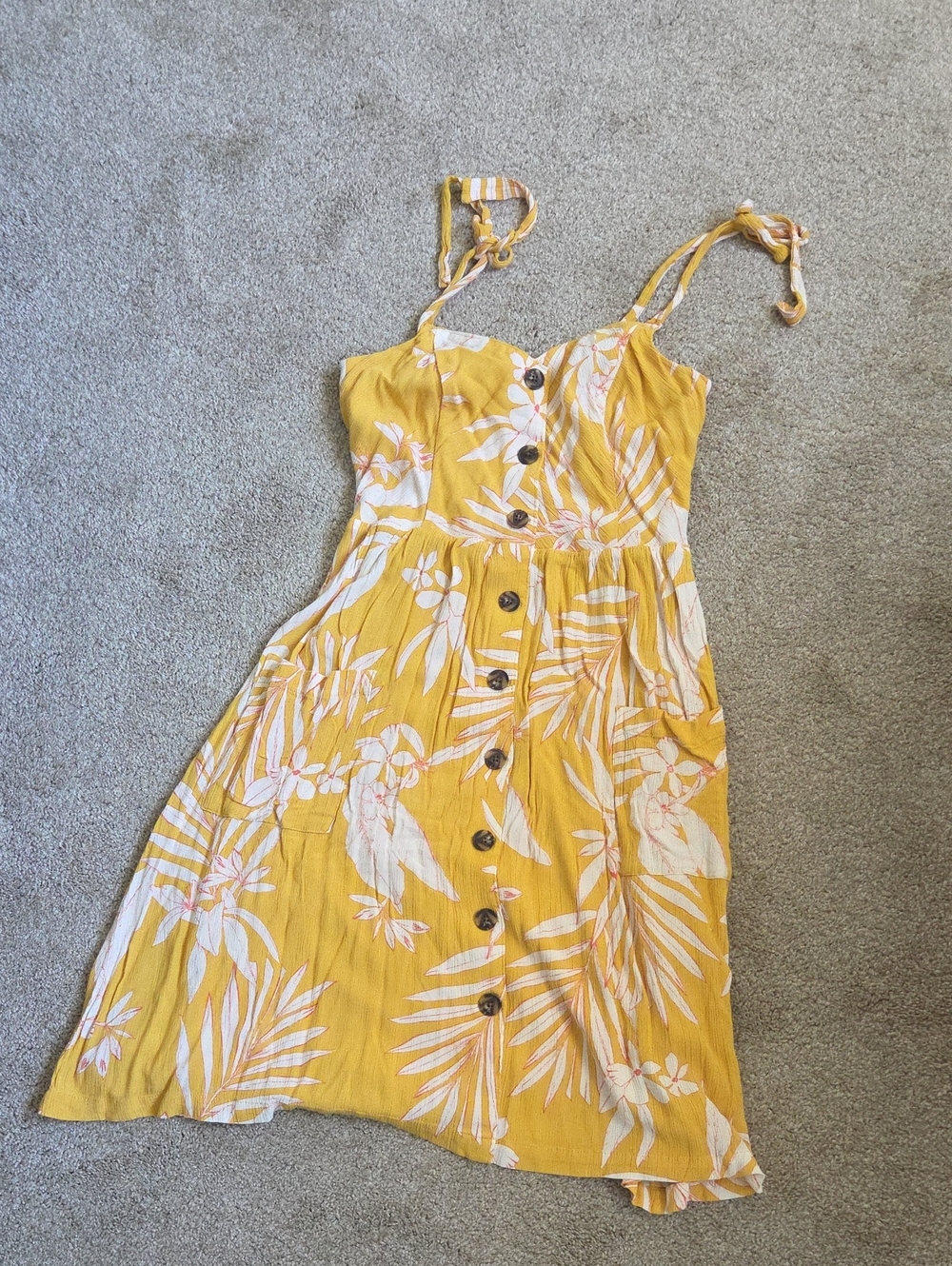 LC Lauren Conrad Yellow Floral Button-Down Midi Sundress